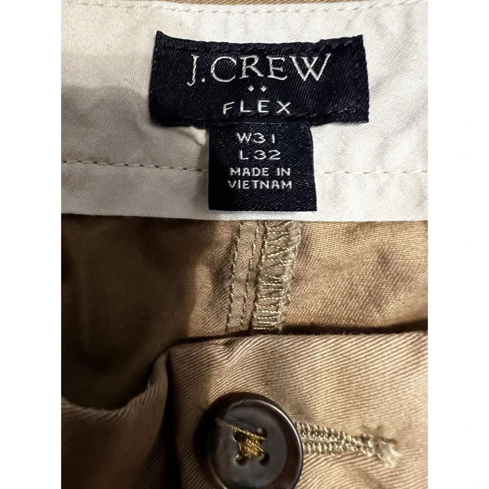 J Crew Flex Mens 31x32 Straight Leg Pants Tan Skinny